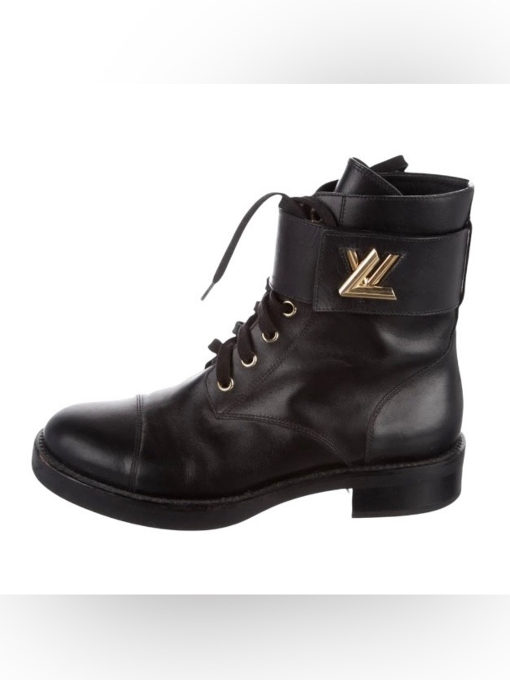 Louis Vuitton Wonderland Ranger Leather Round Toe Lace-Up Rubber Boots, Size 39